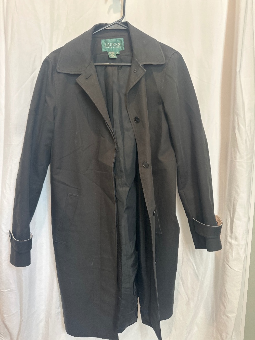 Ralph Lauren trench coat, black. Women's Medium
